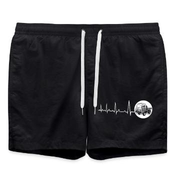 Herzschlag - Multicar M25 - Badeshorts - Schwarz - Vorne - AI Model Male 185 light (185cm)
