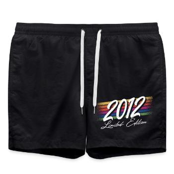 2012 Year of birth Birthday Vintage Year of construction - Swim Trunks - black - Front - AI Model Male 185 light (185cm)