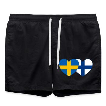 Suède Finlande Flag Heart - Short de bain - noir - Devant - AI Model Male 185 light (185cm)