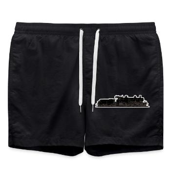 Lokomotive Zug - Badeshorts - Schwarz - Vorne - AI Model Male 185 light (185cm)
