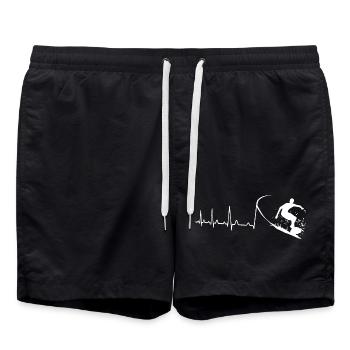 Surfer heartbeat - Swim Trunks - black - Front - AI Model Male 185 light (185cm)