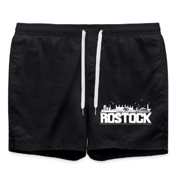 Rostock - Skyline - Badeshorts - Schwarz - Vorne - AI Model Male 185 light (185cm)