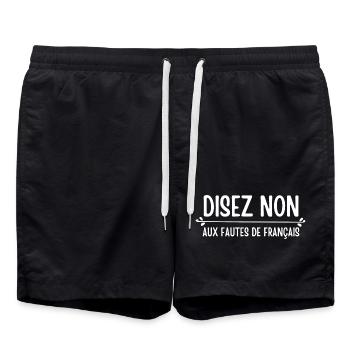 Français, langue Française, orthographe - Short de bain - noir - Devant - AI Model Male 185 light (185cm)