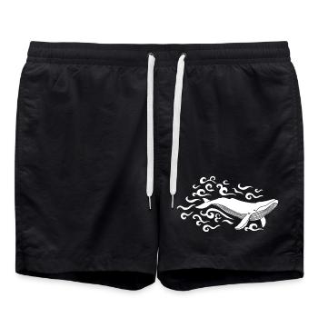 White whale - Swim Trunks - black - Front - AI Model Male 185 light (185cm)