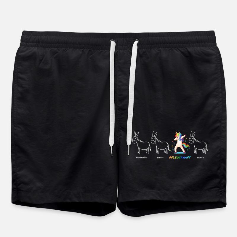 PFLEGEKRAFT Einhorn Beruf Besonders Einzigartig - Badeshorts - Schwarz