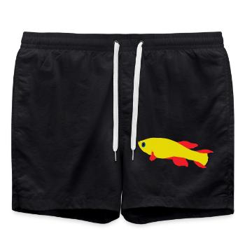 Killifish Rouge et Jaune - Short de bain - noir - Devant - AI Model Male 185 light (185cm)
