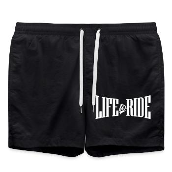 life to ride chopper bobber custom motorcycle - Swim Trunks - black - Front - AI Model Male 185 light (185cm)