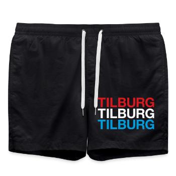 TILBURG Netherlands Niederlande Flagge - Badeshorts - Schwarz - Vorne - AI Model Male 185 light (185cm)