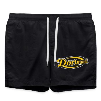 Dortmund Retro Logo Druck - Badeshorts - Schwarz - Vorne - AI Model Male 185 light (185cm)