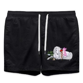 Merveilleuse licorne avec fée - Short de bain - noir - Devant - AI Model Male 185 light (185cm)