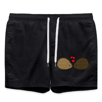 tiermotive valentinstag, Süßes Igelpaar - Badeshorts - Schwarz - Vorne - AI Model Male 185 light (185cm)