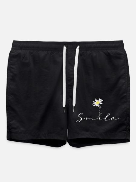 Smile smile smile flower Marguerite happiness - Swim Trunks - black
