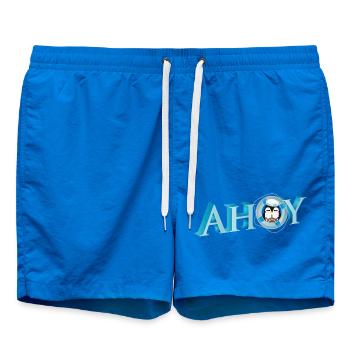 Marin anglais saluant Ahoy avec un marin pingouin - Short de bain - cobalt blue - Devant