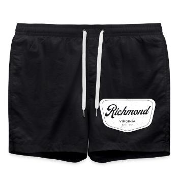 Emblème en écriture Richmond, Virginie - Short de bain - noir - Devant - AI Model Male 185 light (185cm)