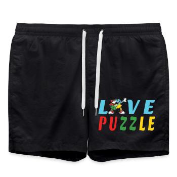Love Puzzle - Swim Trunks - black - Front - AI Model Male 185 light (185cm)