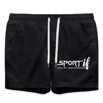 Sport si je veux mais je ne veux pas beaucoup - Short de bain - noir - Devant - AI Model Male 185 light (185cm)