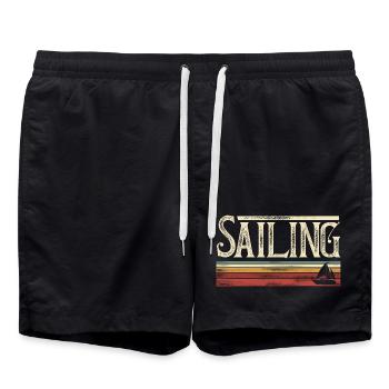 Voilier Voilier Voilier Rétro Vintage - Short de bain - noir - Devant - AI Model Male 185 light (185cm)