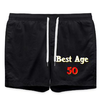 geschenkideen, für mann, best age 50 - Badeshorts - Schwarz - Vorne - AI Model Male 185 light (185cm)