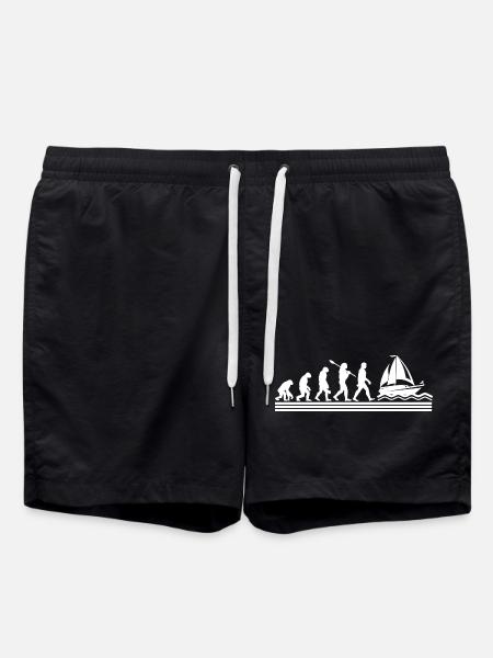 Sailing Sailor Sailboat Evolution - Swim Trunks - black
