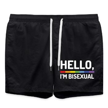 Bonjour, je suis bisexuel - Short de bain - noir - Devant - AI Model Male 185 light (185cm)