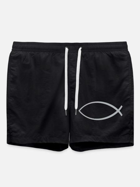 Ichtus fish silver - Swim Trunks - black