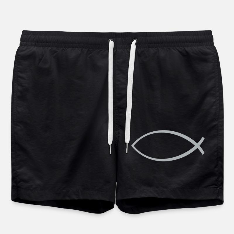 Ichtusfisch silber - Badeshorts - Schwarz