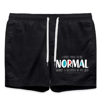 I once tried to be normal (dark) - Swim Trunks - black - Front - AI Model Male 185 light (185cm)