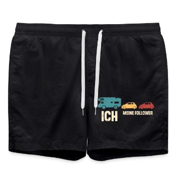 Camping Camper Wohnmobil - Badeshorts - Schwarz - Vorne - AI Model Male 185 light (185cm)