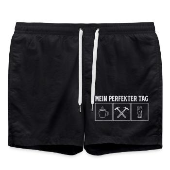 Krasser Dachdecker – Stolz & Leidenschaft - Badeshorts - Schwarz - Vorne - AI Model Male 185 light (185cm)