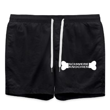 Schwere Knochen - T-Shirt Design - weiß - Badeshorts - Schwarz - Vorne - AI Model Male 185 light (185cm)