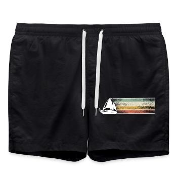 Voilier Voilier Voilier Rétro Vintage - Short de bain - noir - Devant - AI Model Male 185 light (185cm)
