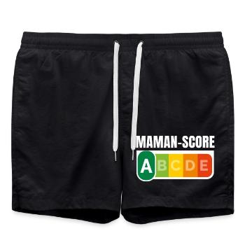MAMAN-SCORE - Humour Maman - Short de bain - noir - Devant - AI Model Male 185 light (185cm)