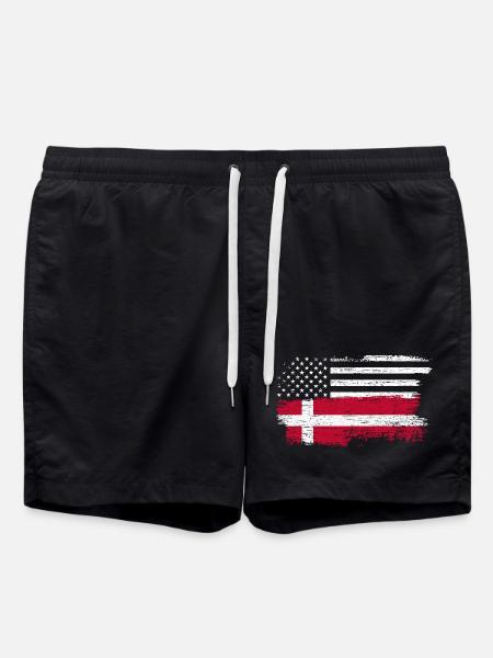 Grunge US Danish Flag Fusion - Swim Trunks - black