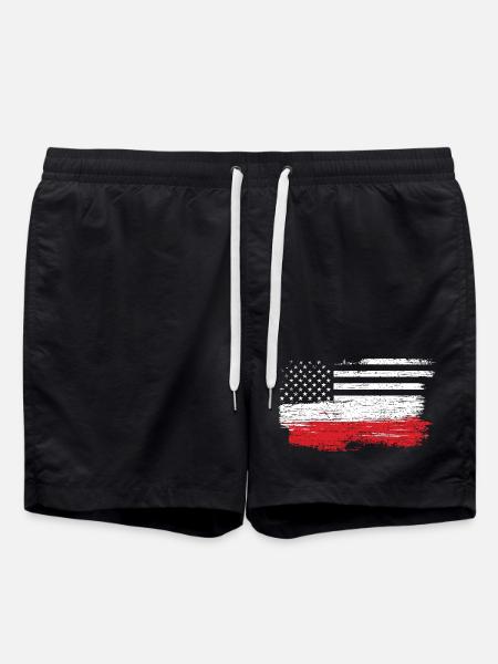 Brushed U.S. Flag Art - Swim Trunks - black