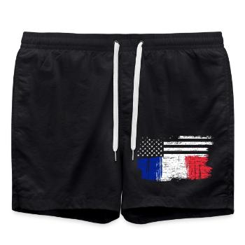 Brush Flag Fusion Stars and Tricolour - Swim Trunks - black - Front - AI Model Male 185 light (185cm)