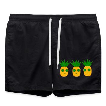 Ananas mit Sonnenbrille Sommer T-shirt - Badeshorts - Schwarz - Vorne - AI Model Male 185 light (185cm)