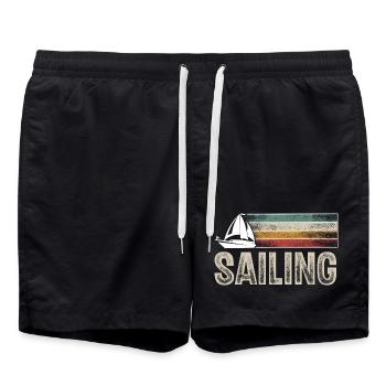 Voilier Voilier Voilier Rétro Vintage - Short de bain - noir - Devant - AI Model Male 185 light (185cm)