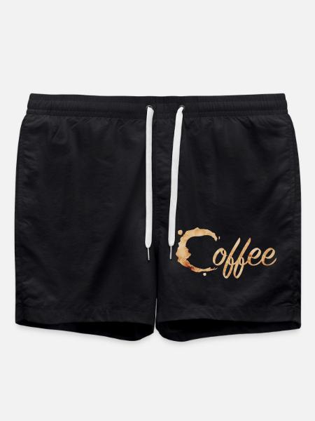 Kaffeefleck Typografie Coffee - Badeshorts - Schwarz