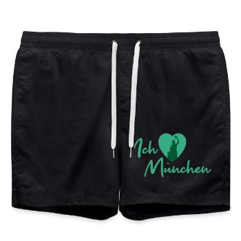 Ich liebe München - Schriftzug - Badeshorts - Schwarz - Vorne - AI Model Male 185 light (185cm)