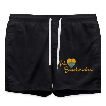 Ich liebe Saarbrücken - Schriftzug - Badeshorts - Schwarz - Vorne - AI Model Male 185 light (185cm)