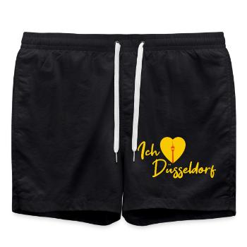 Ich liebe Düsseldorf - Schriftzug - Badeshorts - Schwarz - Vorne - AI Model Male 185 light (185cm)