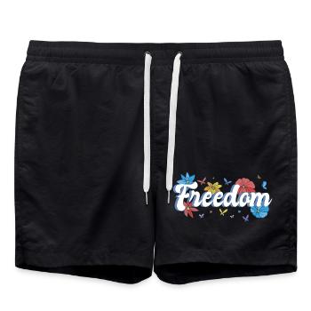 Freedom Blumen Schmetterlinge Freiheitsdesign - Badeshorts - Schwarz - Vorne - AI Model Male 185 light (185cm)