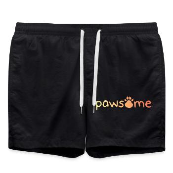 pawsome Pfote Hund paw Symbol Logo icon Farben - Badeshorts - Schwarz - Vorne - AI Model Male 185 light (185cm)