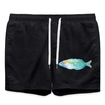 The colorful fish shines in delicate colors - Swim Trunks - black - Front - AI Model Male 185 light (185cm)