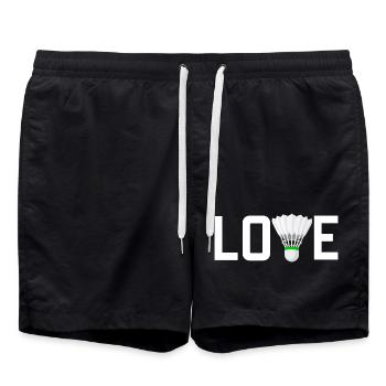 Badminton Liebe - Badeshorts - Schwarz - Vorne - AI Model Male 185 light (185cm)
