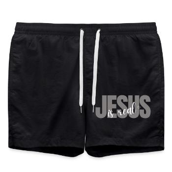 Jesus is Real - Badeshorts - Schwarz - Vorne - AI Model Male 185 light (185cm)