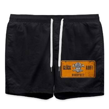 Glück auf Ruhrpott Schild - Badeshorts - Schwarz - Vorne - AI Model Male 185 light (185cm)