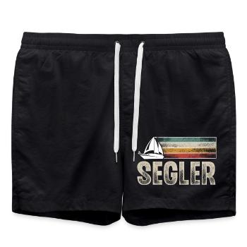 Segeln Segler Segelboot Retro Vintage - Badeshorts - Schwarz - Vorne - AI Model Male 185 light (185cm)