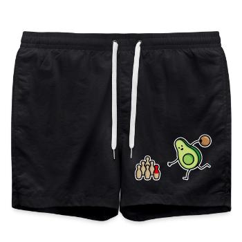 Drôle de bowling à l’avocat, bowler, bowling, bowler - Short de bain - noir - Devant - AI Model Male 185 light (185cm)