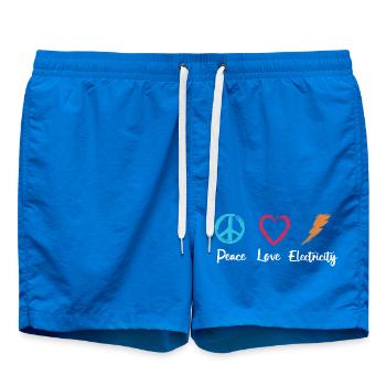 Peace Love Electricity - Swim Trunks - cobalt blue - Front